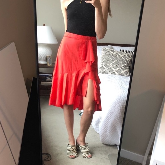 Joie Chesmu Ruffled Red Orange Skirt - Picture 2 of 8